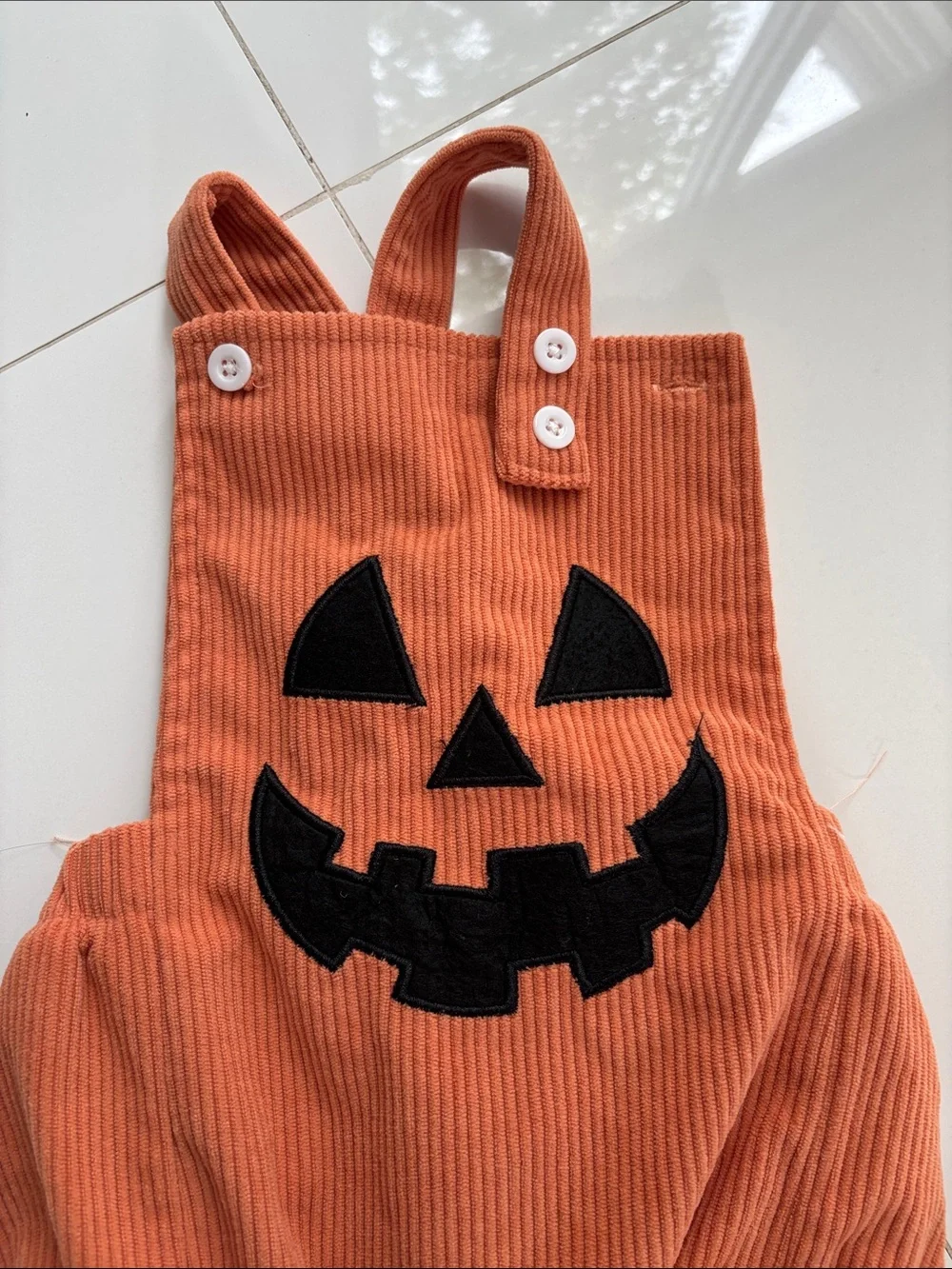 Orange Pumpkin Jack-O'-Lantern Baby Halloween Romper